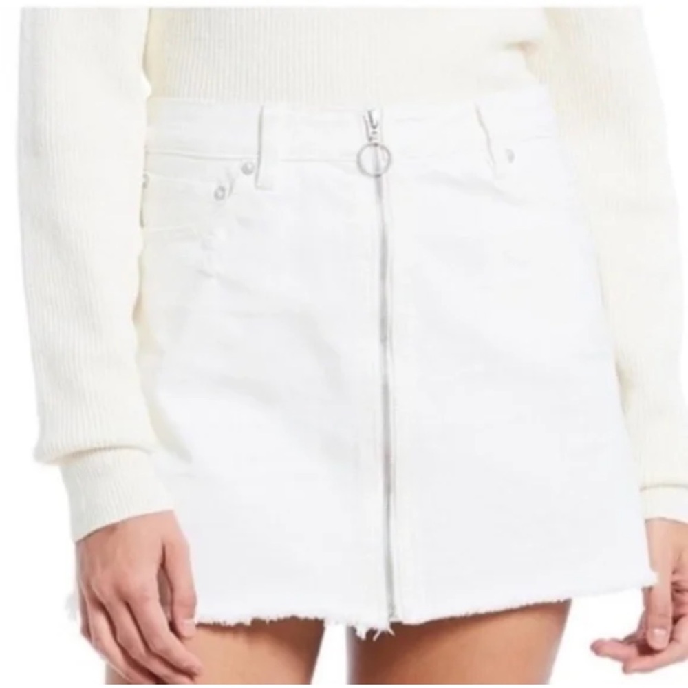 Free People white denim skirt